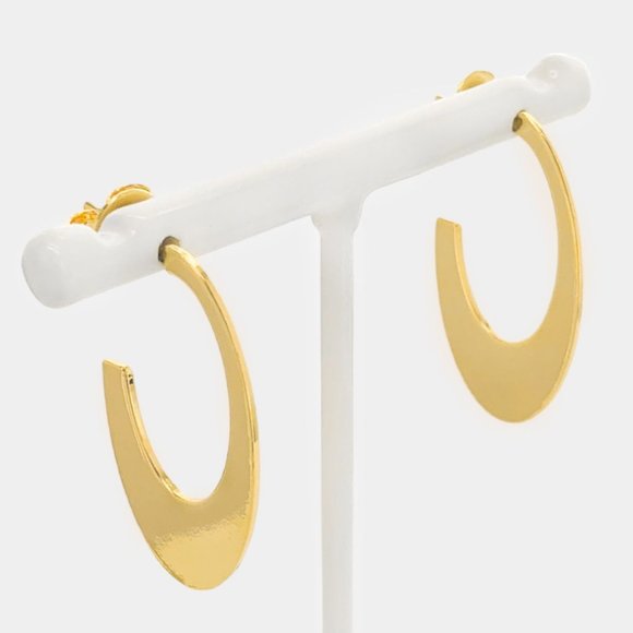 NEW 18K Gold Filled Oval Hoop Earrings - Picture 2 of 7